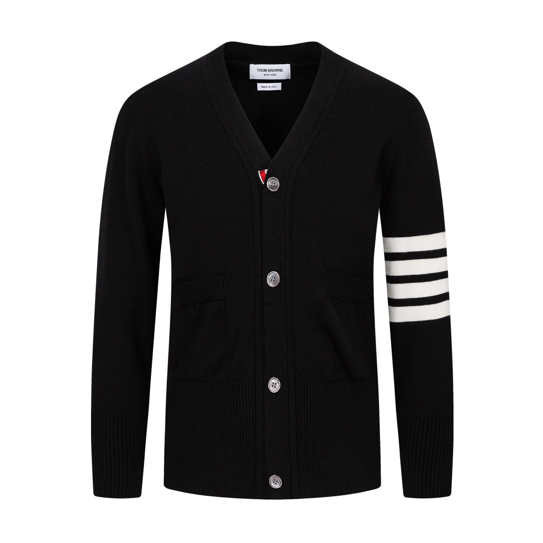 Thom Browne Classic Four-Bar Stripe Cardigan Sweater