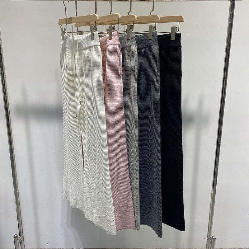 Thom Browne Women's Wide-Leg Pants - 100% Cotton All-Match Straight Trousers