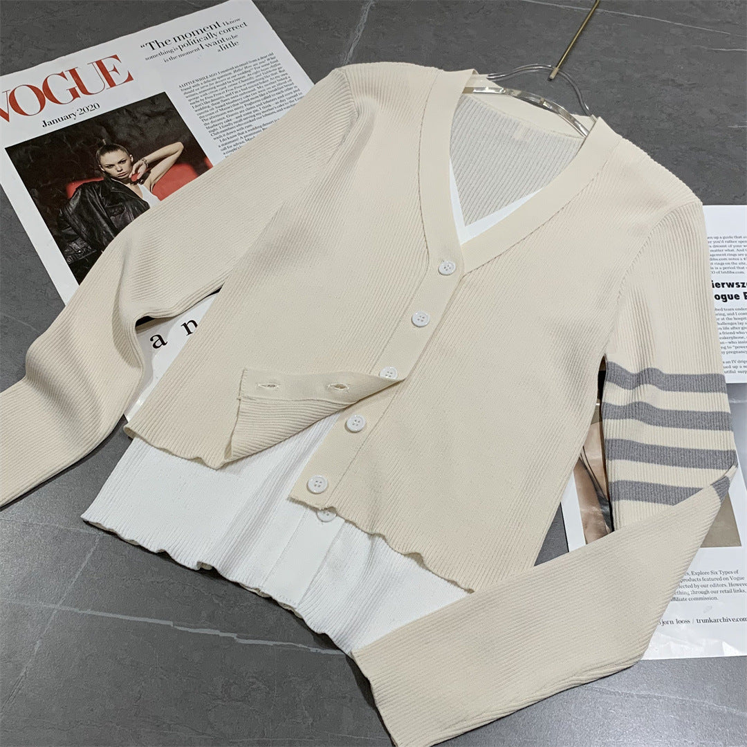 Sexy faux two-piece knitted cardigan THOM TREND