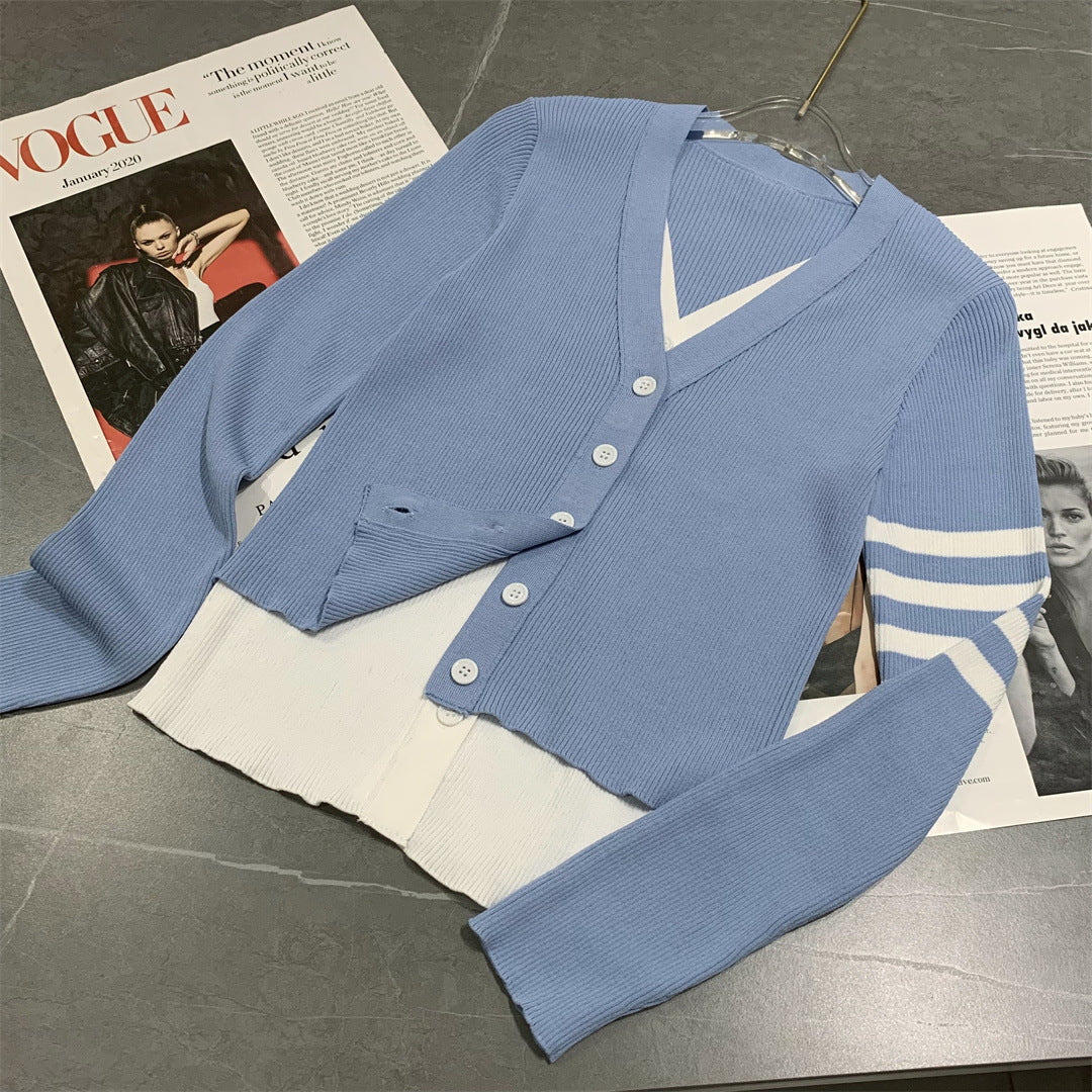 Sexy faux two-piece knitted cardigan THOM TREND