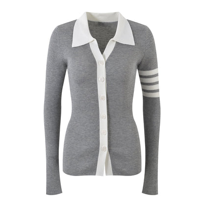 Thom Browne Women's Contrast Lapel Cardigan