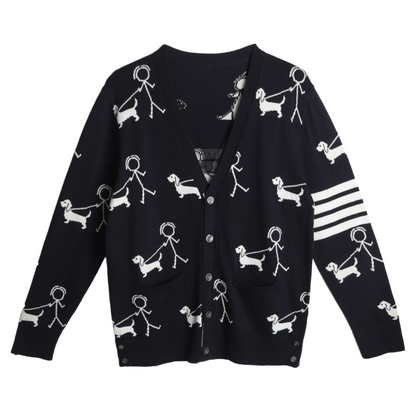 Unisex Stickman Dog Walking Cardigan THOM TREND