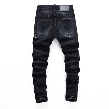 DSQ2 Maple leaf Hole Badge Jeans
