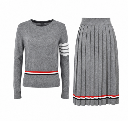 Thom Browne Women's Long Sleeve Top and Midi Skirt Two-Piece Set