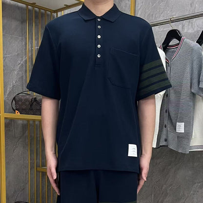 Men's Honeycomb Piqué Lapel T-Shirt THOM TREND