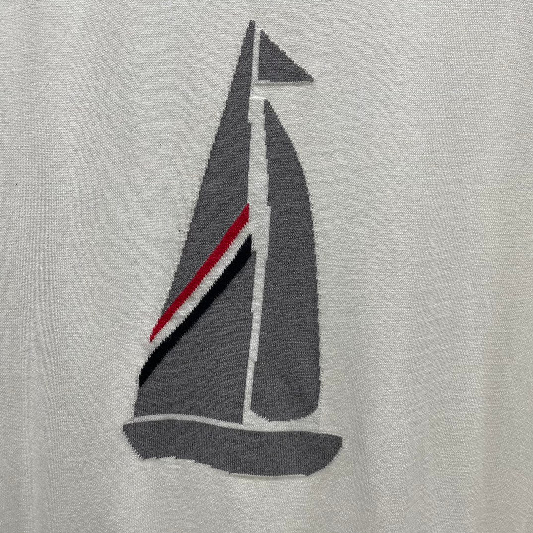 2025 SS  Men's sailboat embroidered POLO short sleeve THOM TREND