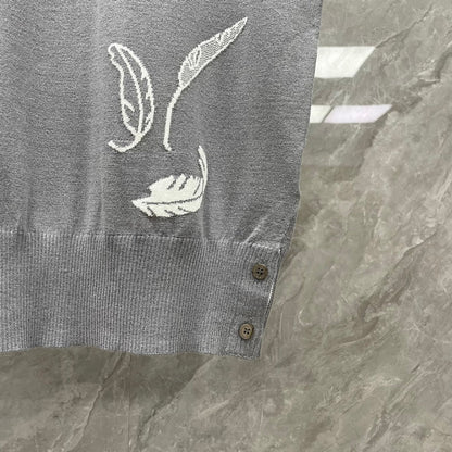 2025 SS  Men's Feather Leaf POLO Short Sleeve THOM TREND