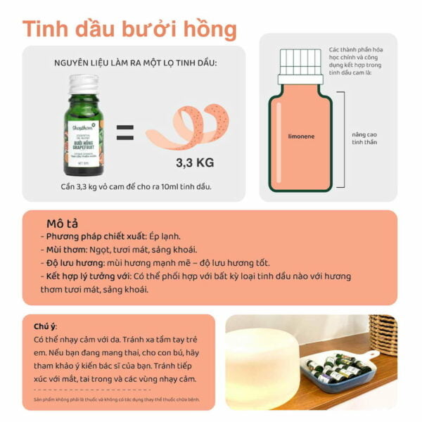 Tinh Dầu Bưởi Hồng Grapefruit - Ảnh 3
